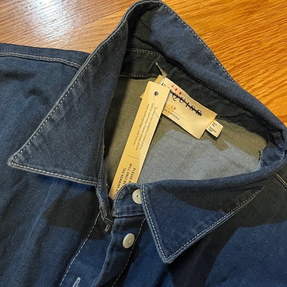 Anthropologie x Exquise The Tobie Button-Front Pleated Shirt Dress Denim LP NWT - Picture 7 of 15